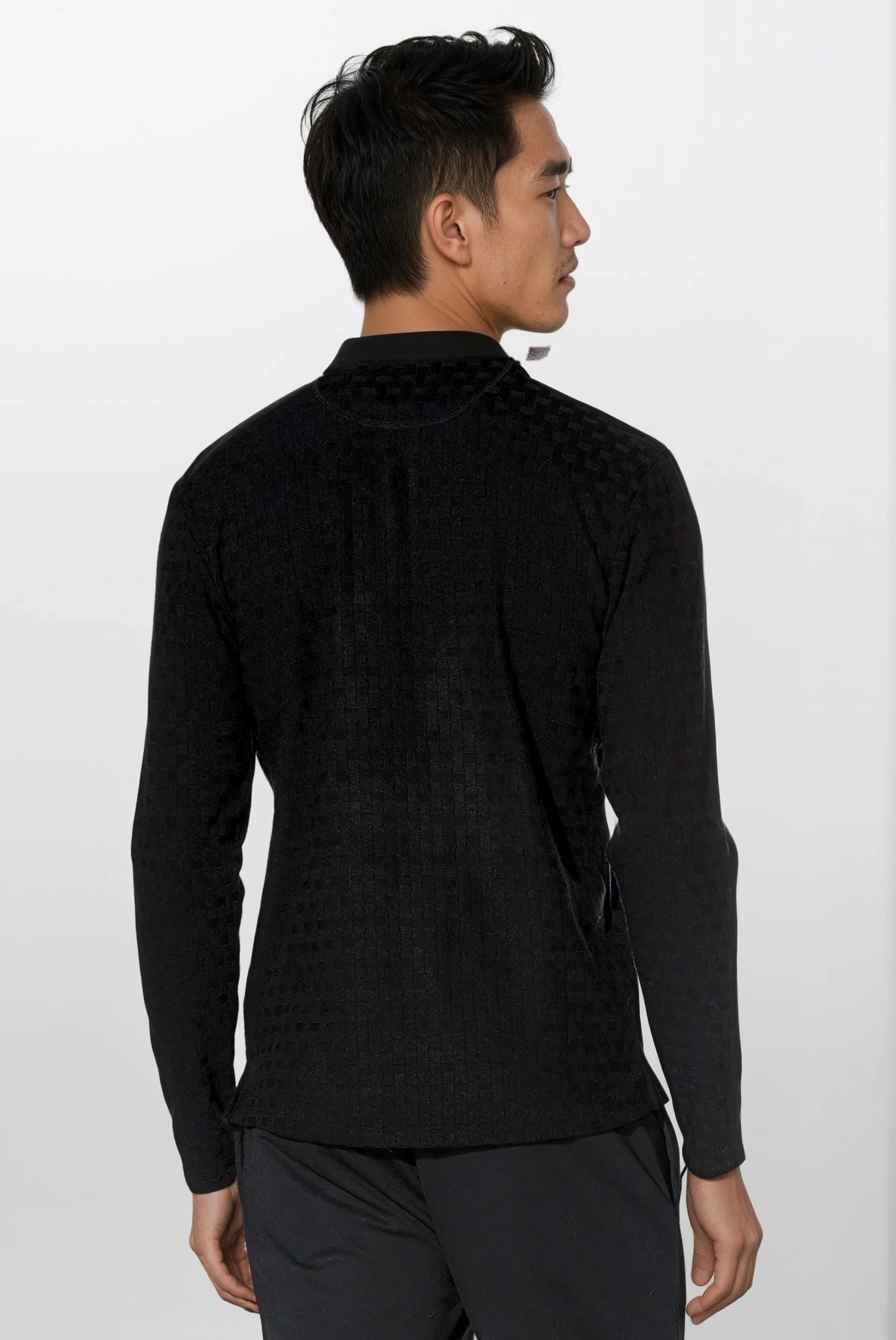 Folsom Basketweave Henley (Black)