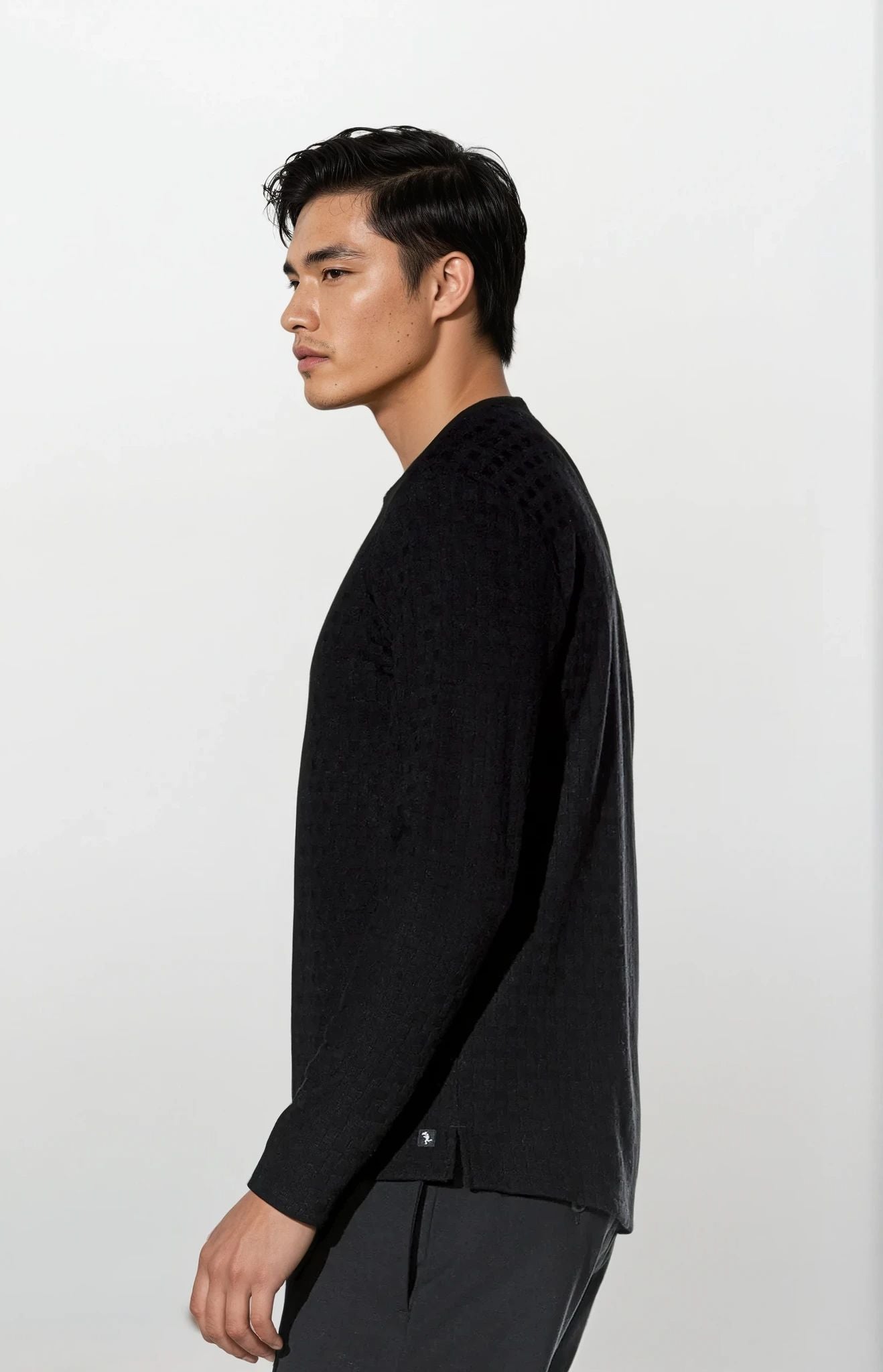 Folsom Basketweave Henley (Black)